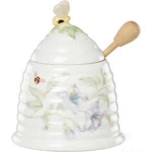 image:imageLenox Home And Kitchen Butterfly Meadow Beehive Honey Pot Porcelain Material Dishwasher Safe Honey Jar Honeypot Bee And Flower Design Bee Decor Home Decor White 1 Piece 10 Ounce Capacity