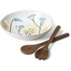 image:imageLenox Dinnerware Set Wildflowers Salad Bowl with Servers Set Service For 1 Dishwasher and Microwave Safe Stoneware Material Wooden Servers Mixing Bowl Kitchen and Dining White 3 Pieces