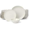 image:imageLenox Dinnerware Sets French Perle Scallop White 18Piece Dinnerware Set Service For 6 Stoneware Material Dishwasher Safe Microwave Safe Bowls Plates And Bowls Dinner Dishes White 18 Piece24Piece Dinnerware Set