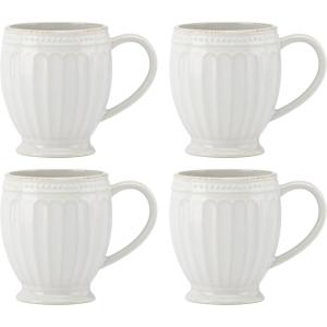 image:imageLenox Dinnerware Sets French Perle Groove White 24Piece Dinnerware Set Service For 8 Stoneware Dishwasher Safe Microwave Safe Bowls Plates And Bowls Dinner Dishes Plates White 24 PieceMugs  Set of 4