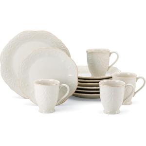 image:imageLenox Dinnerware Sets French Perle Scallop White 18Piece Dinnerware Set Service For 6 Stoneware Material Dishwasher Safe Microwave Safe Bowls Plates And Bowls Dinner Dishes White 18 Piece12Piece Dinnerware Set  Mugs