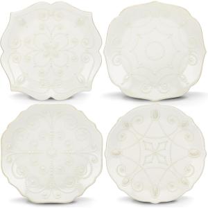 image:imageLenox Dinnerware Sets French Perle Scallop White 18Piece Dinnerware Set Service For 6 Stoneware Material Dishwasher Safe Microwave Safe Bowls Plates And Bowls Dinner Dishes White 18 PiecePlates  Set of 4