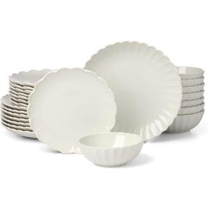 image:imageLenox Dinnerware Sets French Perle Scallop White 18Piece Dinnerware Set Service For 6 Stoneware Material Dishwasher Safe Microwave Safe Bowls Plates And Bowls Dinner Dishes White 18 Piece24Piece Dinnerware Set