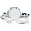 image:imageLenox Dinnerware Sets Blue Bay White 18Piece Dinnerware Set Service For 6 Porcelain Material Dishwasher Safe Microwave Safe Bowls Plates And Bowls Dinner Dishes Plates White 18 Piece12Piece Dinnerware Set Bowls  Ikat