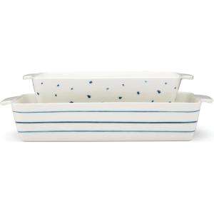image:imageLenox Dinnerware Sets Blue Bay White 18Piece Dinnerware Set Service For 6 Porcelain Material Dishwasher Safe Microwave Safe Bowls Plates And Bowls Dinner Dishes Plates White 18 PieceRectangular Baker  Set of 2
