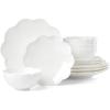 image:imageLenox Dinnerware Sets Studio 1414 Coupe 24Piece Dinnerware Set Service For 8 Bone China Material Dishwasher Safe Microwave Safe Bowls Plates And Bowls Dinner Dishes Plates White 24 PieceScallop