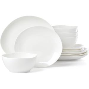 image:imageLenox Dinnerware Sets Studio 1414 Coupe 24Piece Dinnerware Set Service For 8 Bone China Material Dishwasher Safe Microwave Safe Bowls Plates And Bowls Dinner Dishes Plates White 24 PieceCurve