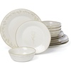 image:imageLenox Dinnerware Set Homespun 12Piece Set Service For 4 Stoneware Material Dishwasher amp Microwave Safe Home And Kitchen Dishes Kitchen And Dining Plates And Bowls Sets White 12 Pieces