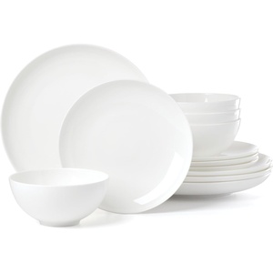 image:imageLenox Dinnerware Set Studio 1414 Coupe 12Piece Set Service For 4 Bone China Material Dishwasher amp Microwave Safe Home And Kitchen Kitchen And Dining Plates And Bowls Sets White 12 Pieces