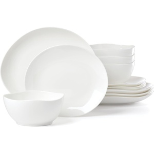 image:imageLenox Dinnerware Set Studio 1414 Scallop 16Piece Set Service For 4 Bone China Material Dishwasher amp Microwave Safe Home And Kitchen Kitchen And Dining Plates And Bowls Sets White 16 PiecesCurve