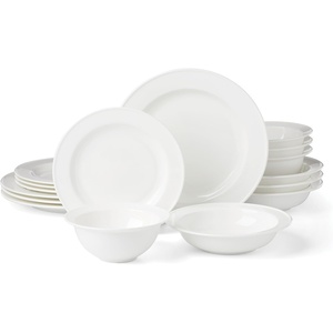 image:imageLenox Dinnerware Sets Studio 1414 Rimmed 16Piece Dinnerware Set Service For 4 Bone China Material Dishwasher Safe Microwave Safe Plates Bowls Plates And Bowls Dinner Dishes White 16 Piece