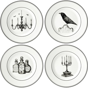 image:imageLenox Vintage Halloween Collection Vintage Manor Hors dOeuvres TrayDessert Plates  Set of 4  Black