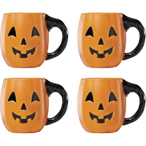 image:imageLenox Vintage Halloween Collection Vintage Manor Hors dOeuvres TrayMugs  Set of 4  Pumpkin